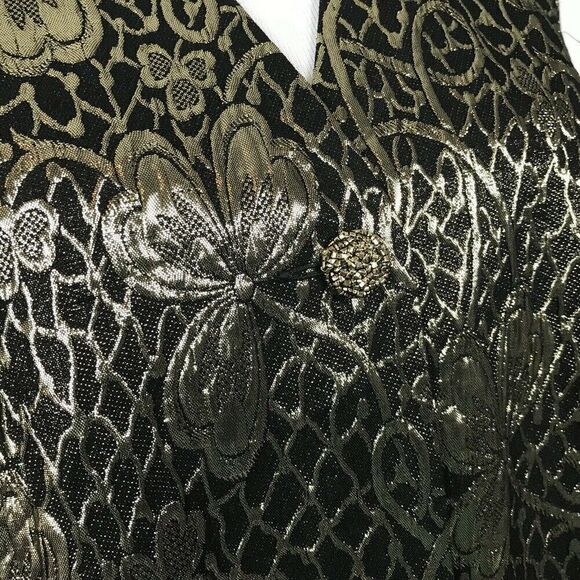 Givenchy Statement Vest Metallic Gold Plus Size 20W Formal Textured Maxamalist - Picture 3 of 9